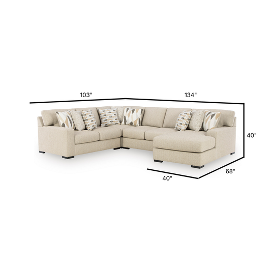 Laurelgrove 4-Piece L-Shape Sectional with Right Facing Chaise