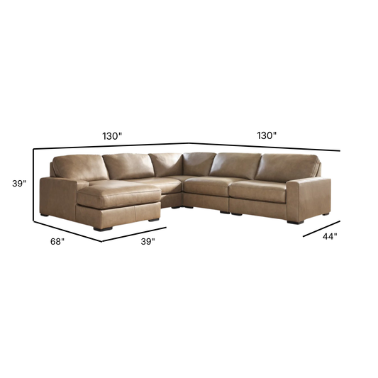 Veronella Modular Corner Sectional with Left Chaise in Sahara Leather
