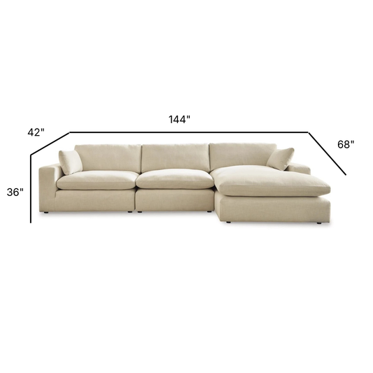 Elyza Modular Right Chaise Sectional in Linen
