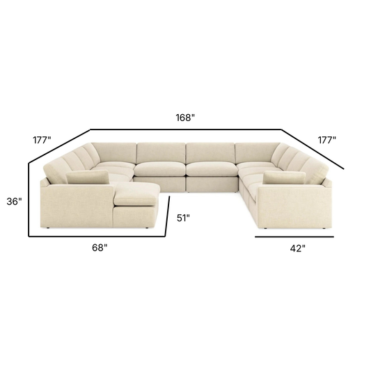 Elyza Modular Grand U-Shaped Sectional with Left Facing Chaise in Linen