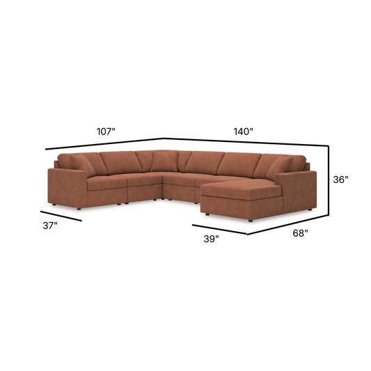 Modmax Modular 6-Piece Sectional with Right Facing Chaise