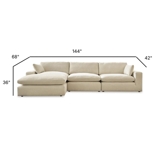 Elyza Modular Left Chaise Sectional in Linen
