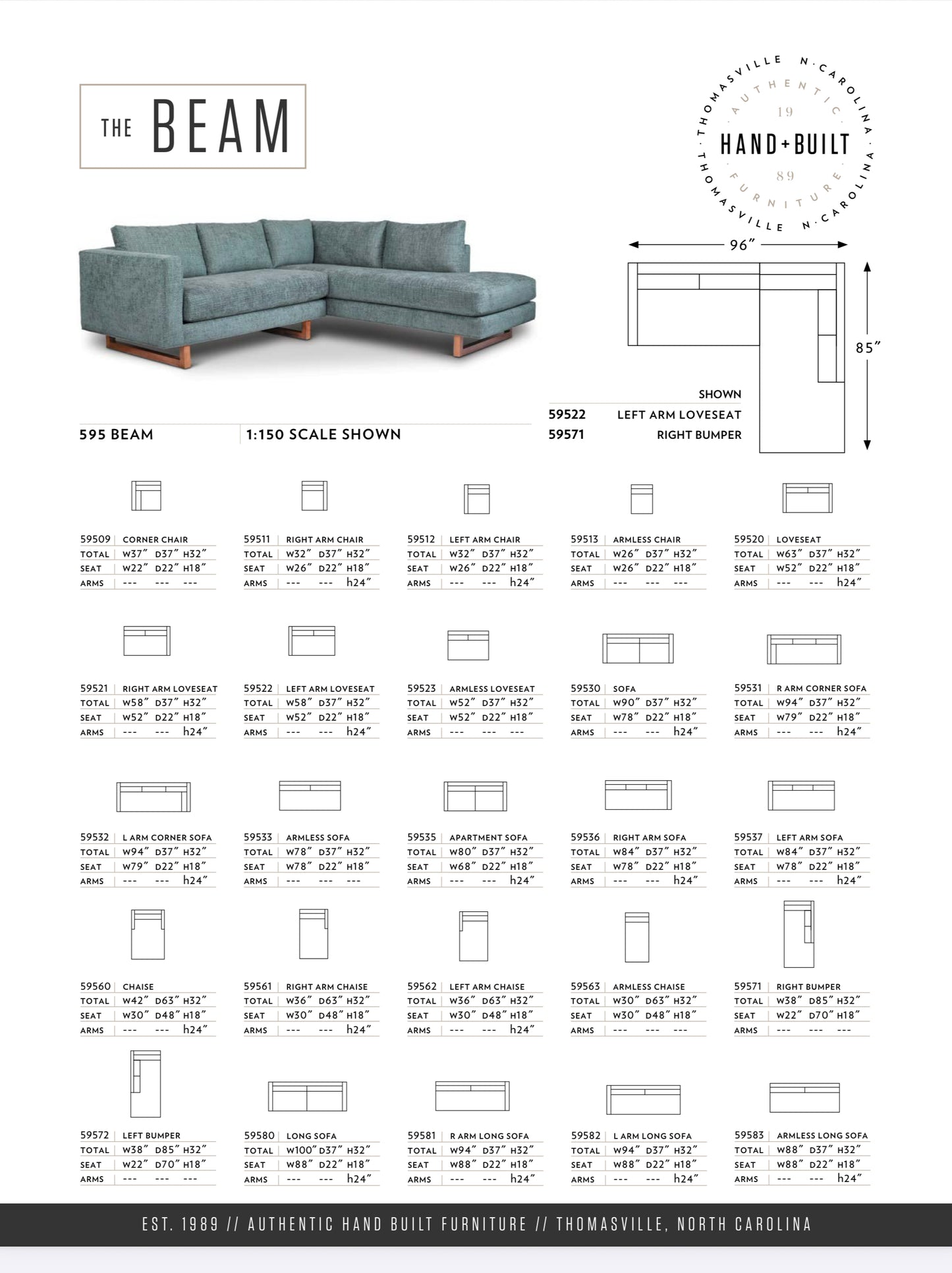 Younger Furniture Beam 2-Piece Sectional Sofa W/Left Arm Chaise