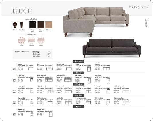 Younger Furniture Birch Sectional Collection