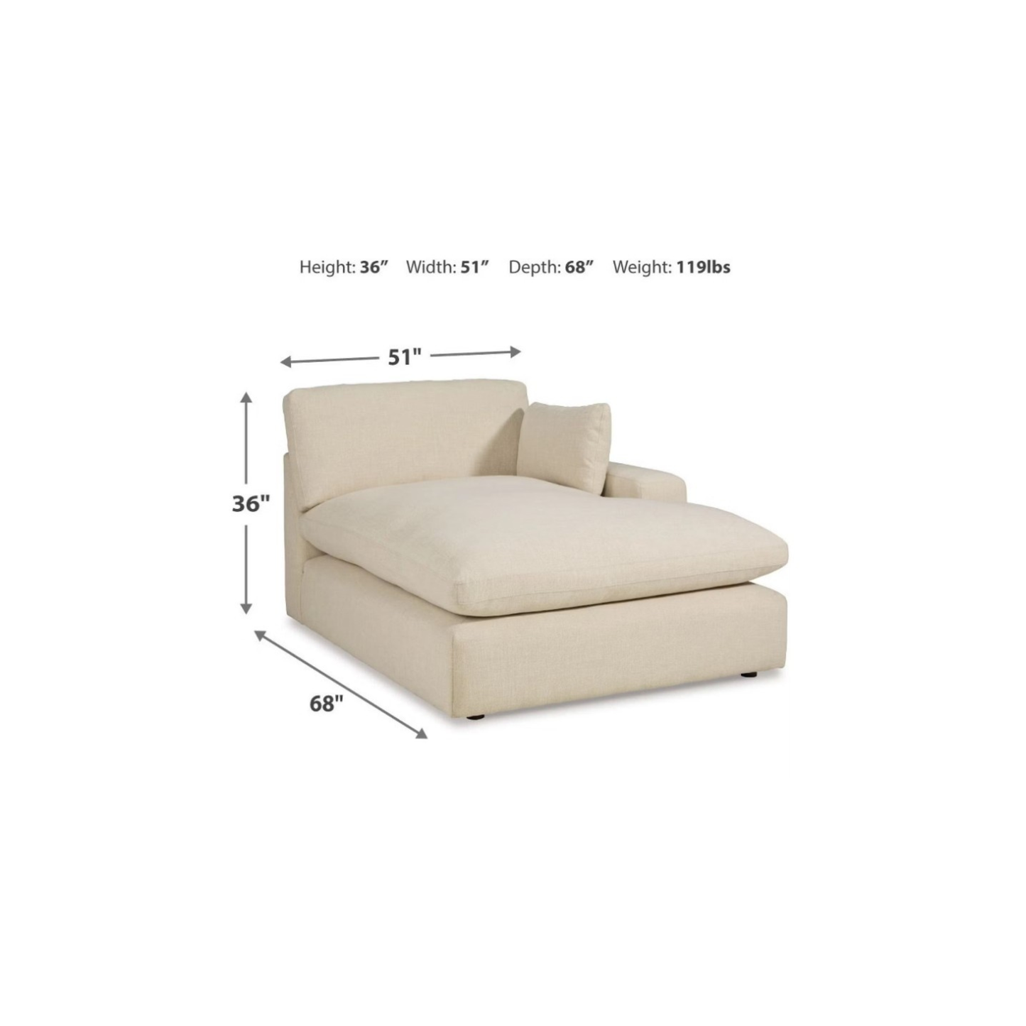 Elyza Modular Right Arm Facing Chaise in Linen