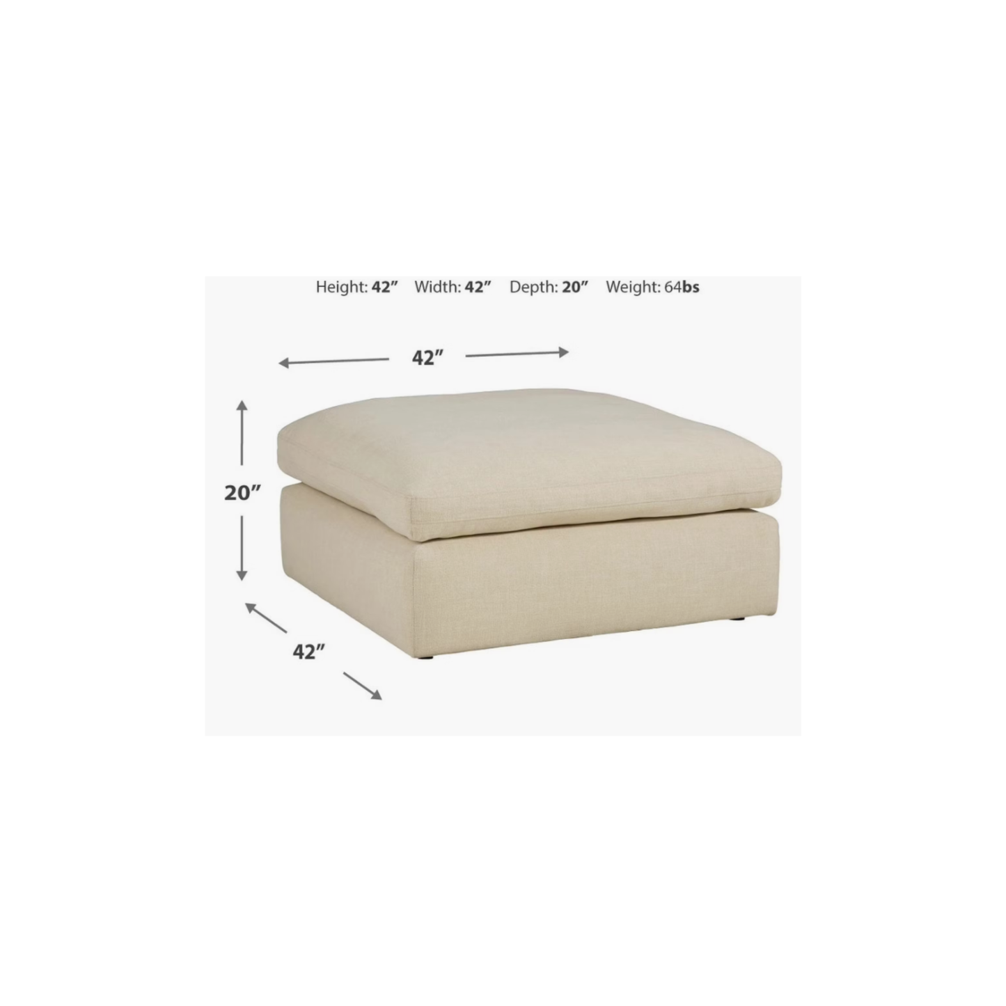 Elyza Modular Oversized Ottoman in Linen