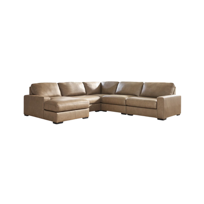 Veronella Modular Corner Sectional with Left Chaise in Sahara Leather