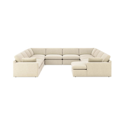 Elyza Modular Grand U-Shaped Sectional with Right Facing Chaise in Linen