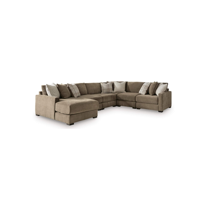 Camellia Court Modular 6-Piece Sectional with Left Facing Chaise in Coffee