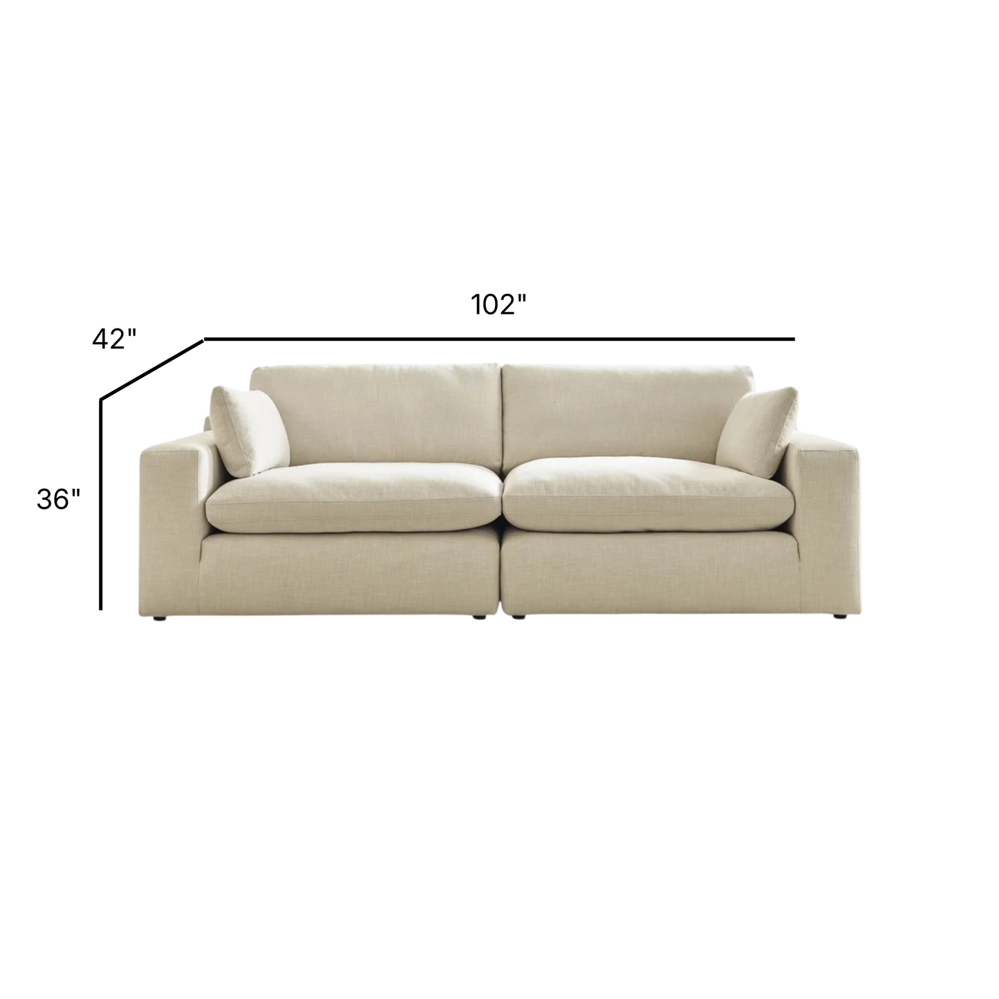 Elyza Modular Loveseat in Linen