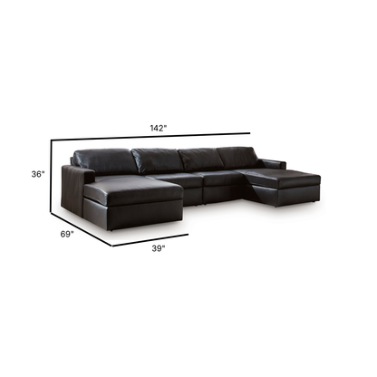 Modmax II Leather Modular Double Chaise Sectional