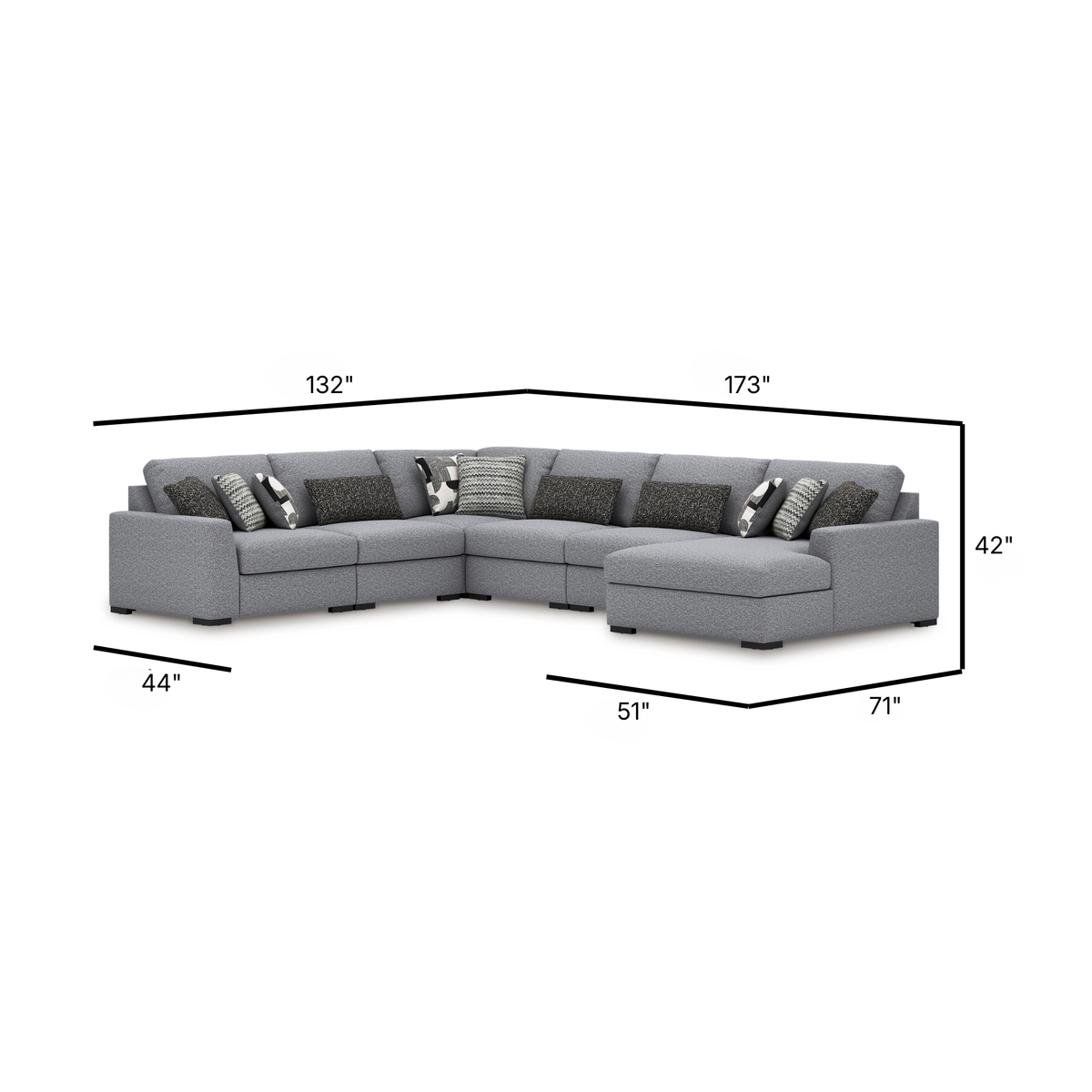 Bealton Modular 6-Piece L-Shape Sectional with Right Facing Chaise