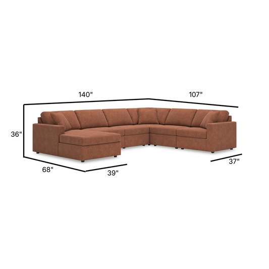 Modmax Modular 6-Piece Sectional with Left Facing Chaise