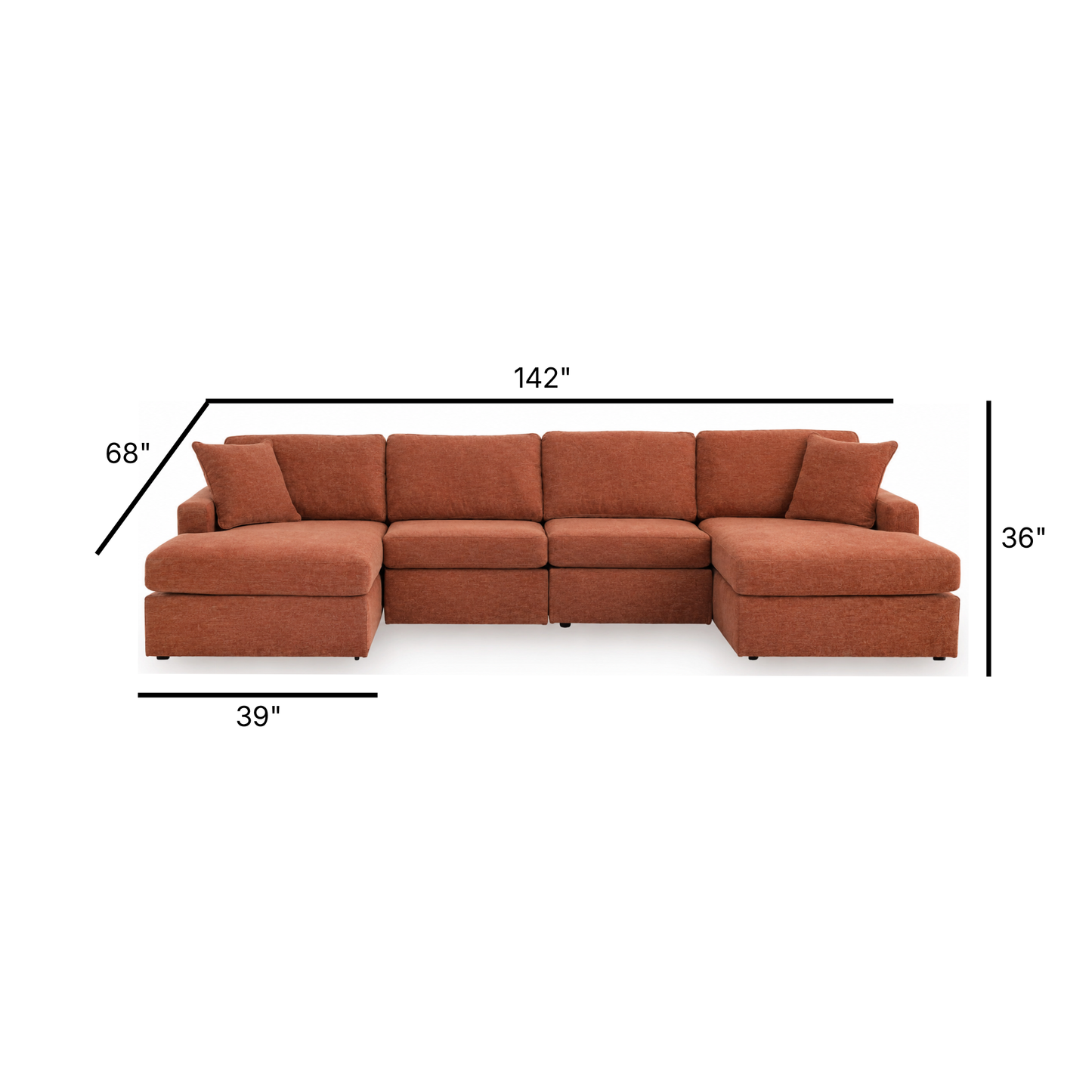 Modmax Modular 4-Piece Double Chaise Sectional