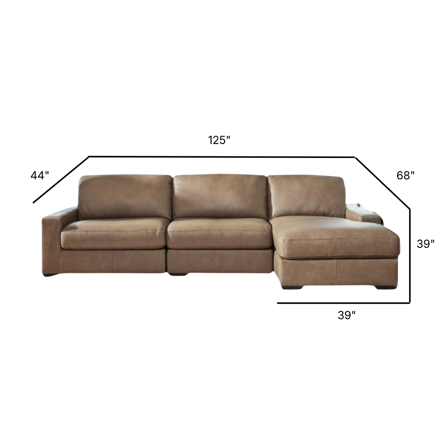 Veronella Modular Right Chaise Sectional in Sahara Leather