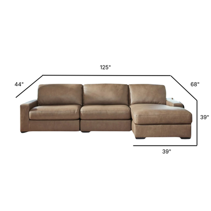 Veronella Modular Right Chaise Sectional in Sahara Leather