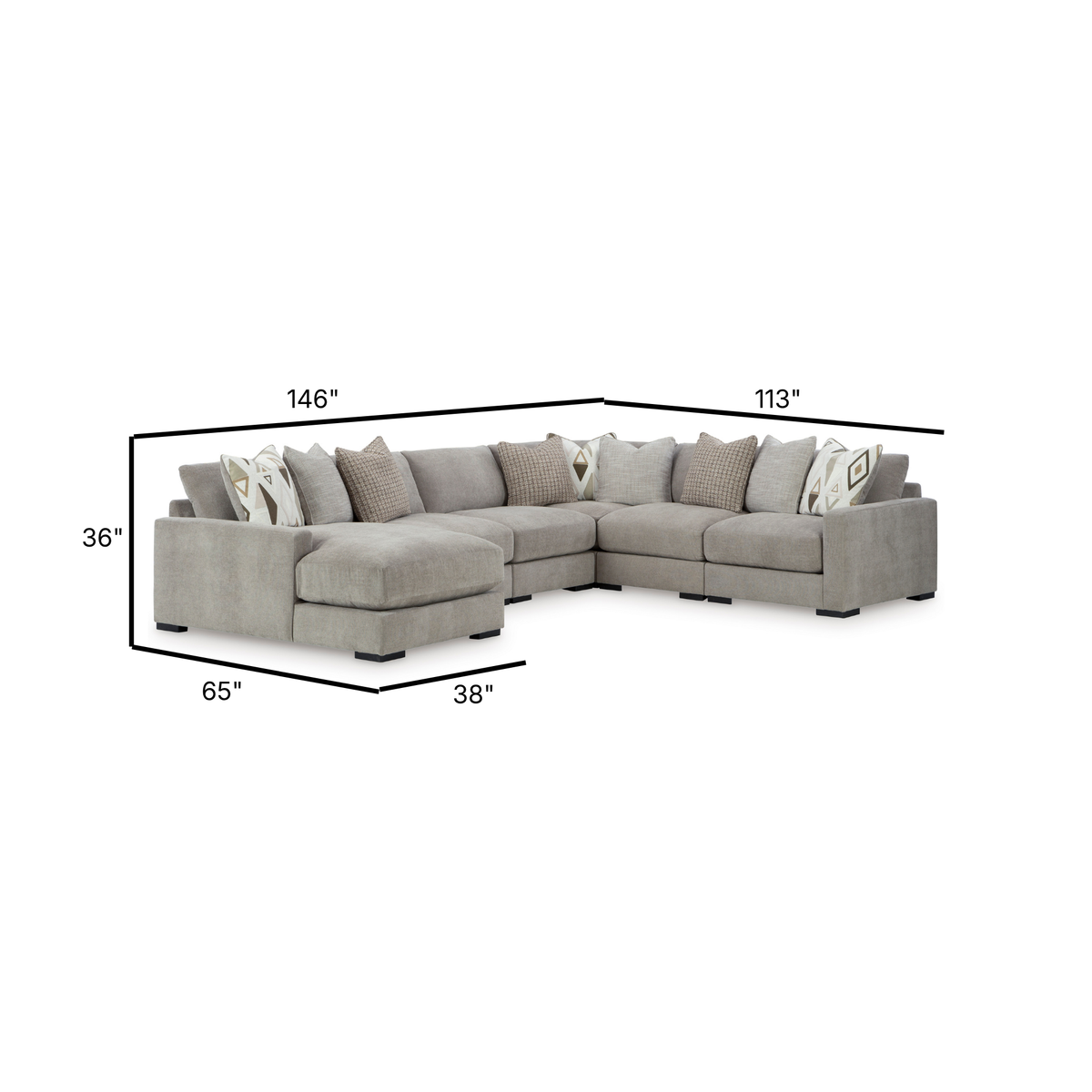 Aslan Court Modular L-Shape Sectional with Left Facing Chaise in Flax