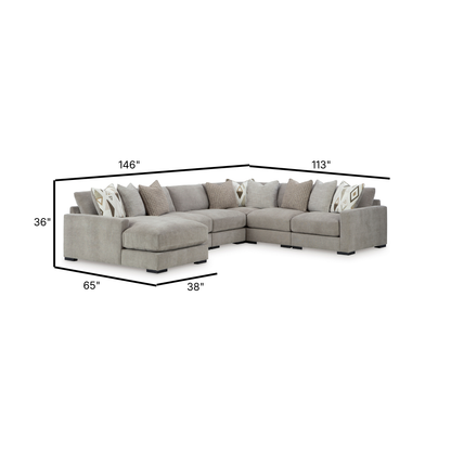 Aslan Court Modular L-Shape Sectional with Left Facing Chaise in Flax