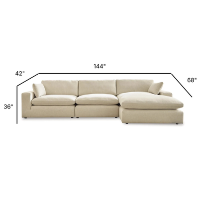 Elyza Right Chaise Modular Sectional in Linen