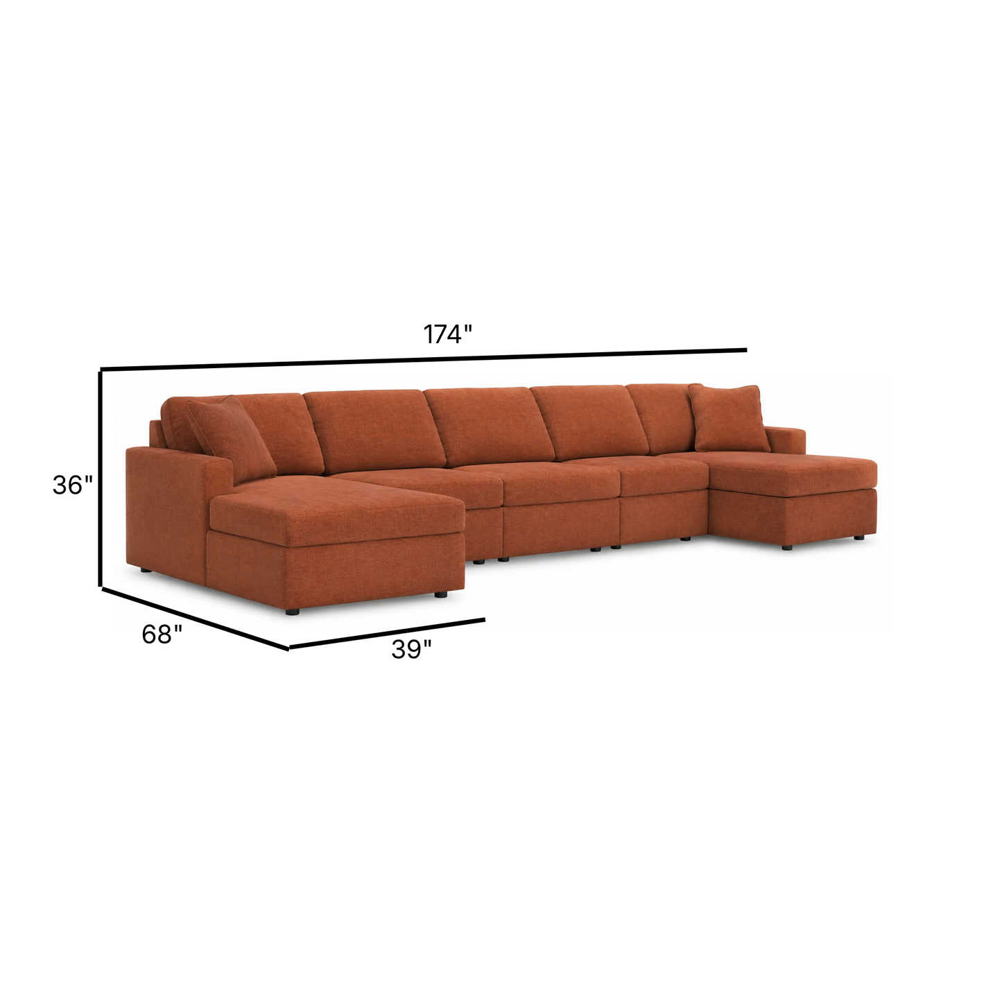 Modmax Modular 5-Piece Double Chaise Sectional