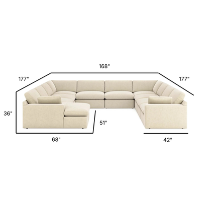 Elyza Modular Grand U-Shaped Sectional with Left Facing Chaise in Linen