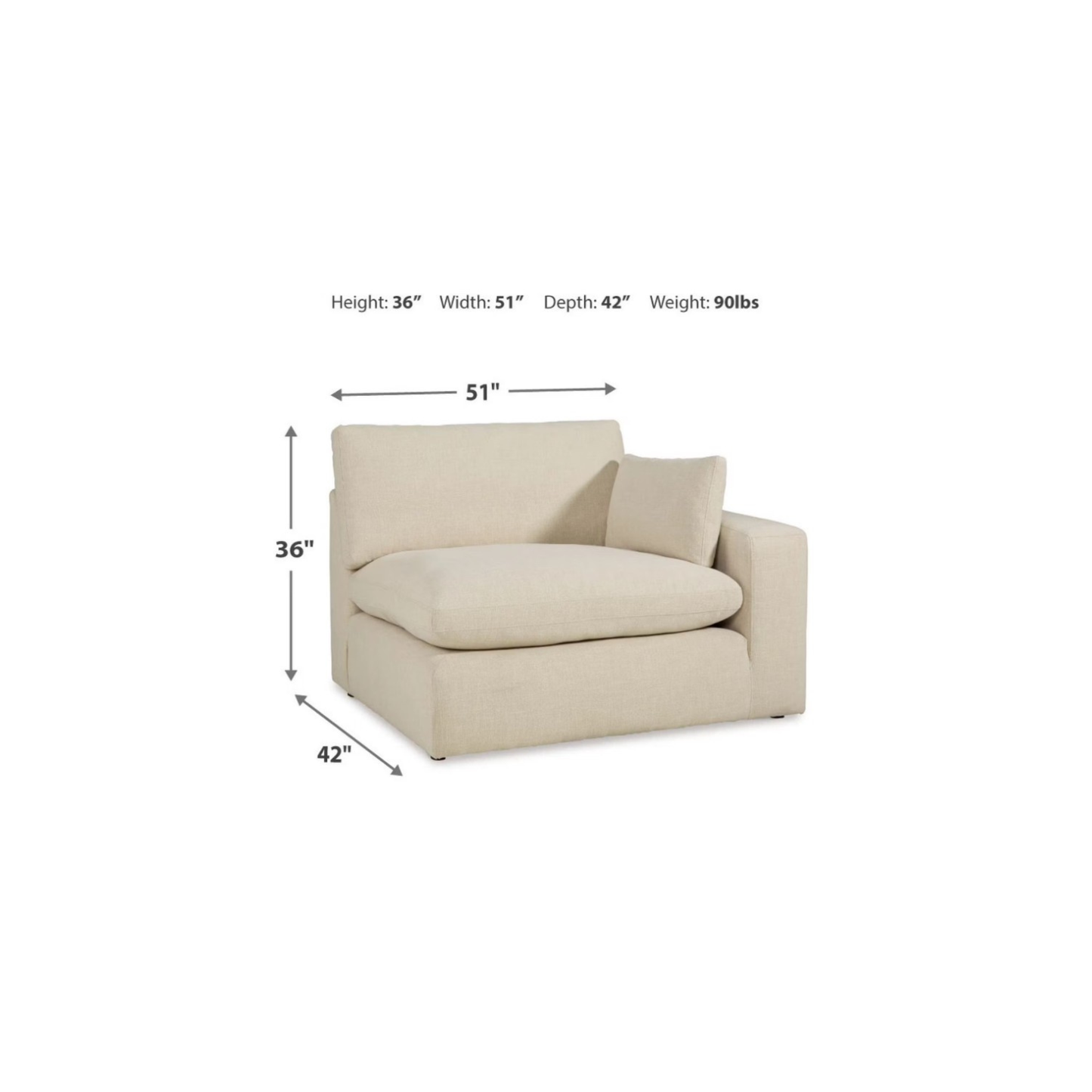 Elyza Modular Right Arm Facing Chair in Linen