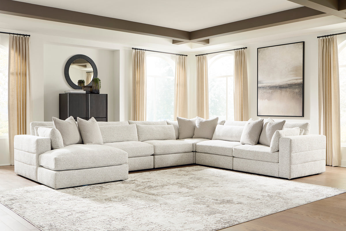 Ashbourne Estate Modular 6-Piece Sectional with Left Facing Chaise in Snowstone