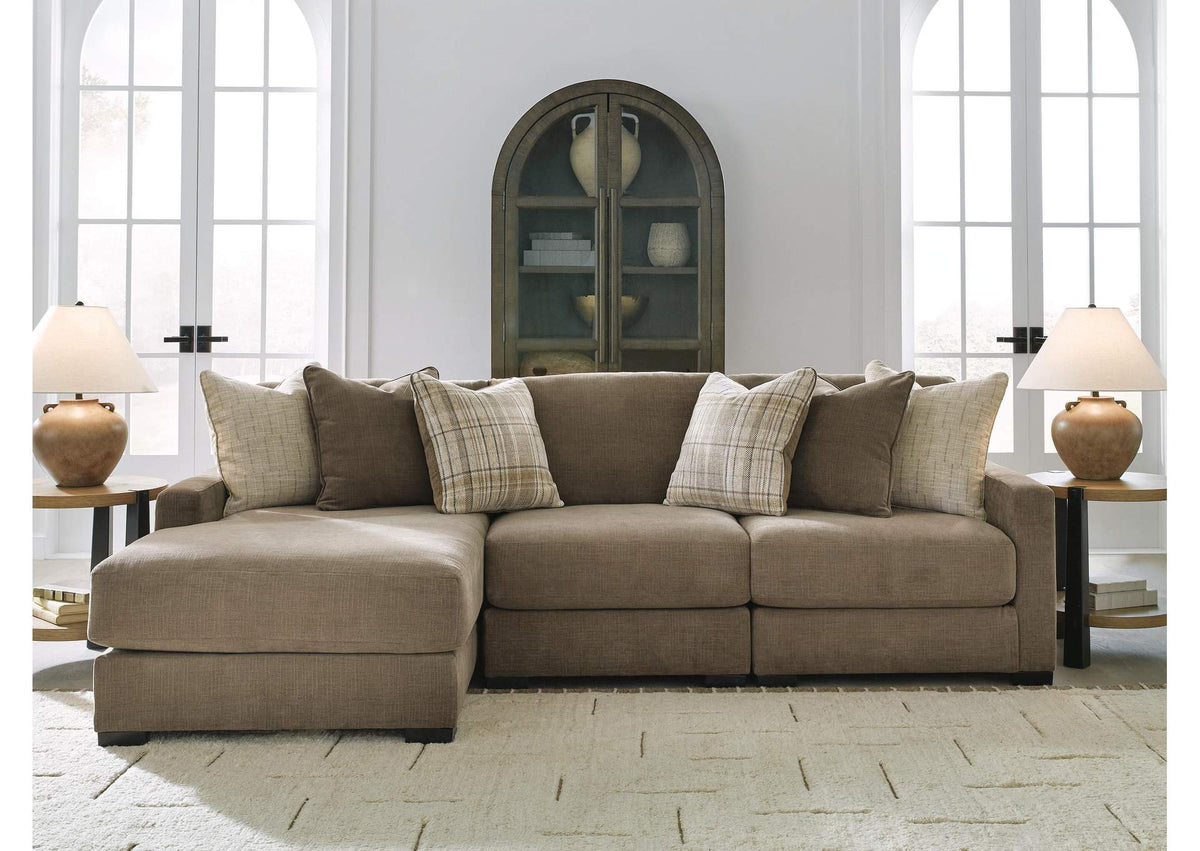 Camellia Court Modular Left Chaise Sectional in Coffee