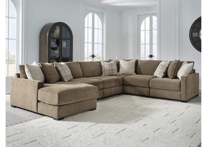 Camellia Court Modular 6-Piece Sectional with Left Facing Chaise in Coffee