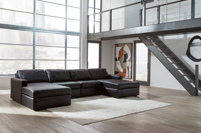 Modmax II Leather Modular Double Chaise Sectional