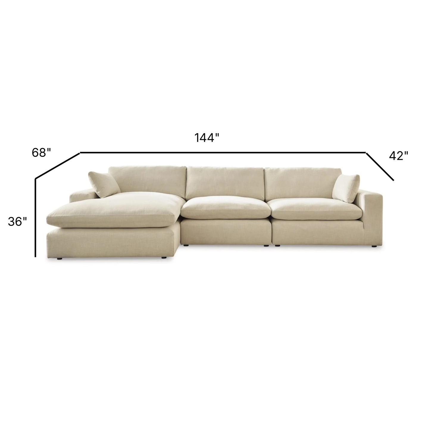 Elyza Left Chaise Modular Sectional in Linen