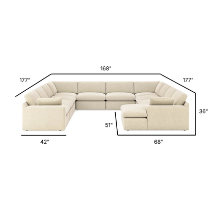 Elyza Modular Grand U-Shaped Sectional with Right Facing Chaise in Linen