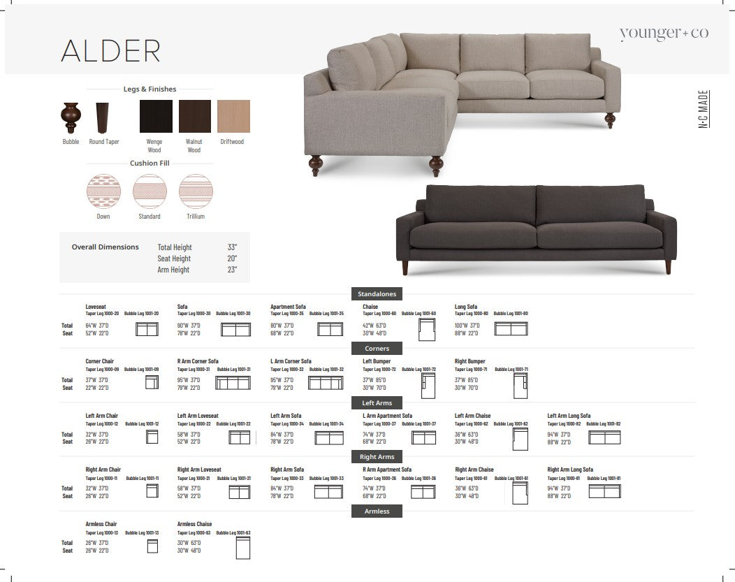 Younger Furniture Alder Sofa Collection