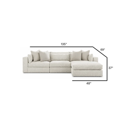 Ashbourne Estate Modular Right Chaise Sectional in Snowstone