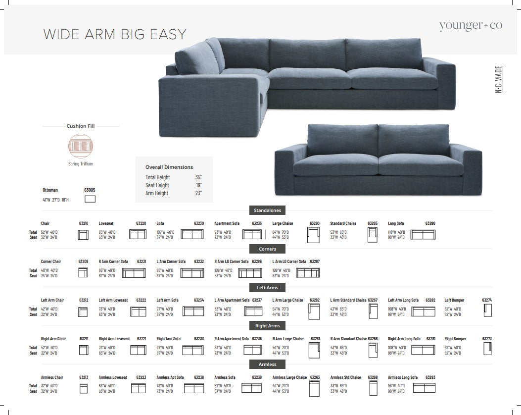 Younger Furniture Big Easy Wide Arm Sofa Collection