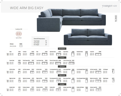 Younger Furniture Big Easy Wide Arm Sofa Collection