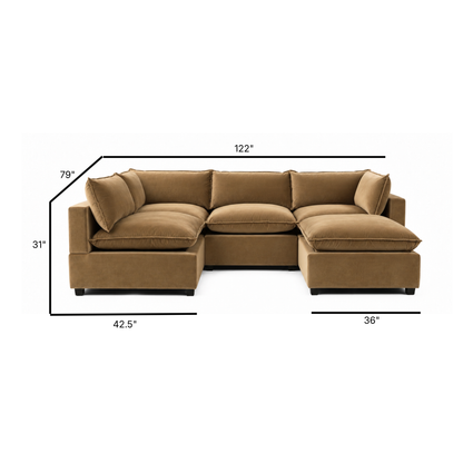 Bellamia Collections Luna Modular L-Shape Sectional + Ottoman