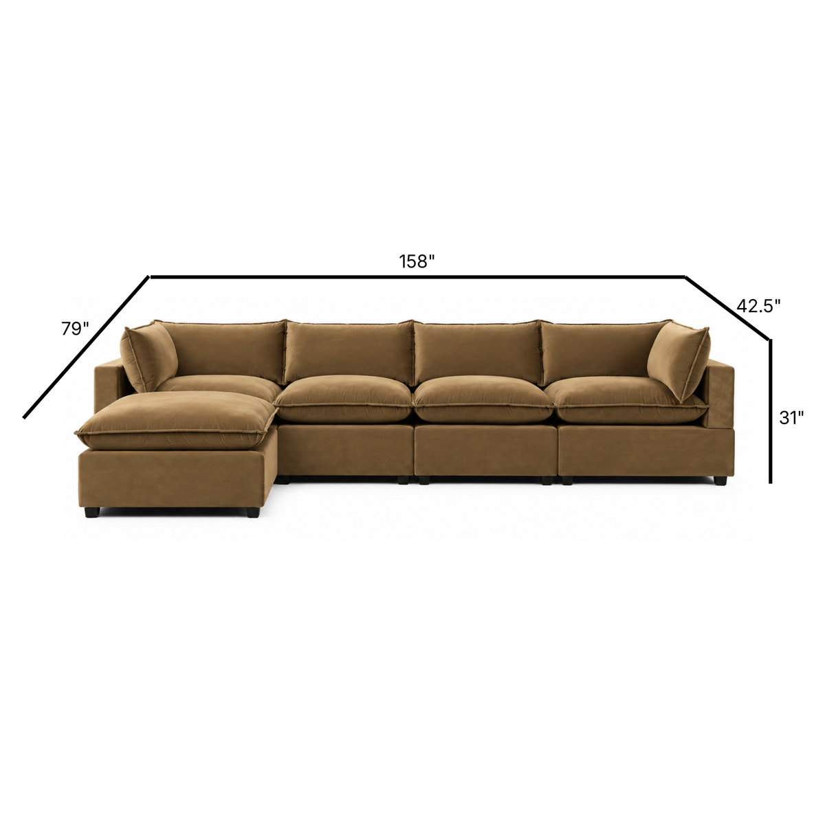 Bellamia Collections Luna Modular 4-Seater Sofa + Ottoman