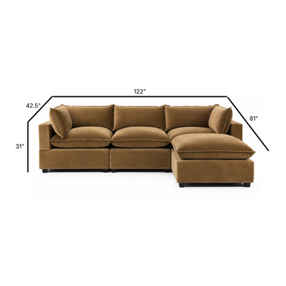 Bellamia Collections Luna Modular 122" Sofa + Ottoman