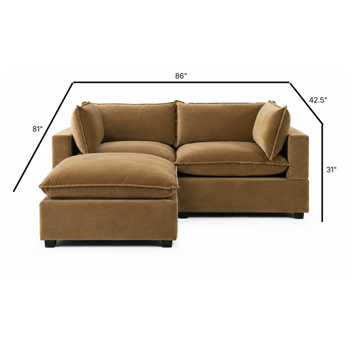 Bellamia Collections Luna Modular 86" Sofa + Ottoman