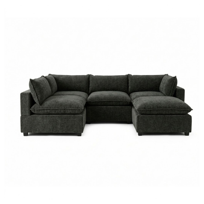 Bellamia Collections Luna Modular L-Shape Sectional + Ottoman