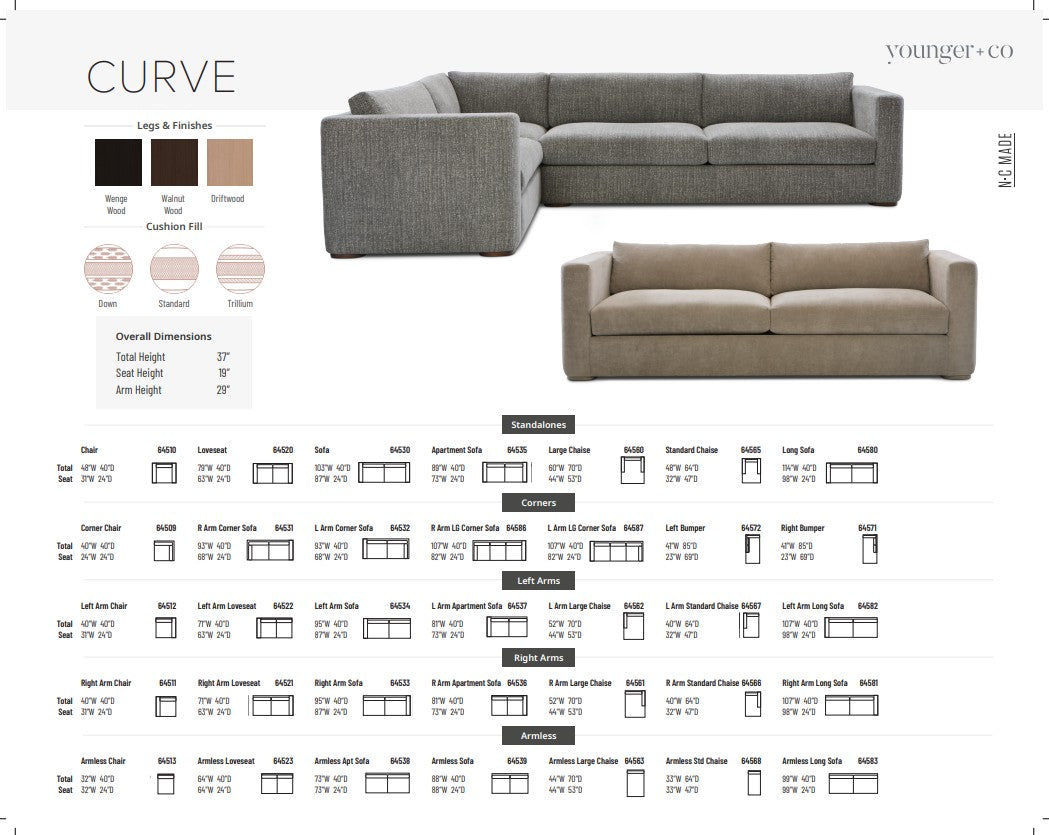 Younger Furniture Curve Sofa Collection