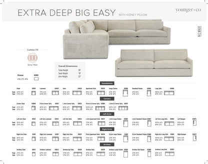 Younger Furniture Big Easy Extra Deep & Kidney Pillow Sectional Collection