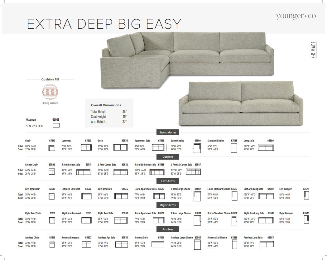 Younger Furniture Big Easy Extra Deep Sectional Collection