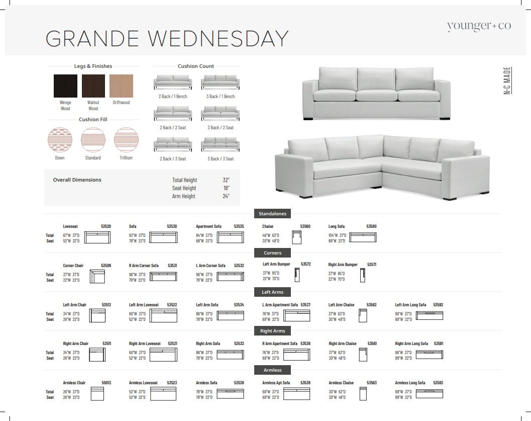 Younger Furniture Grande Wednesday Sofa Collection