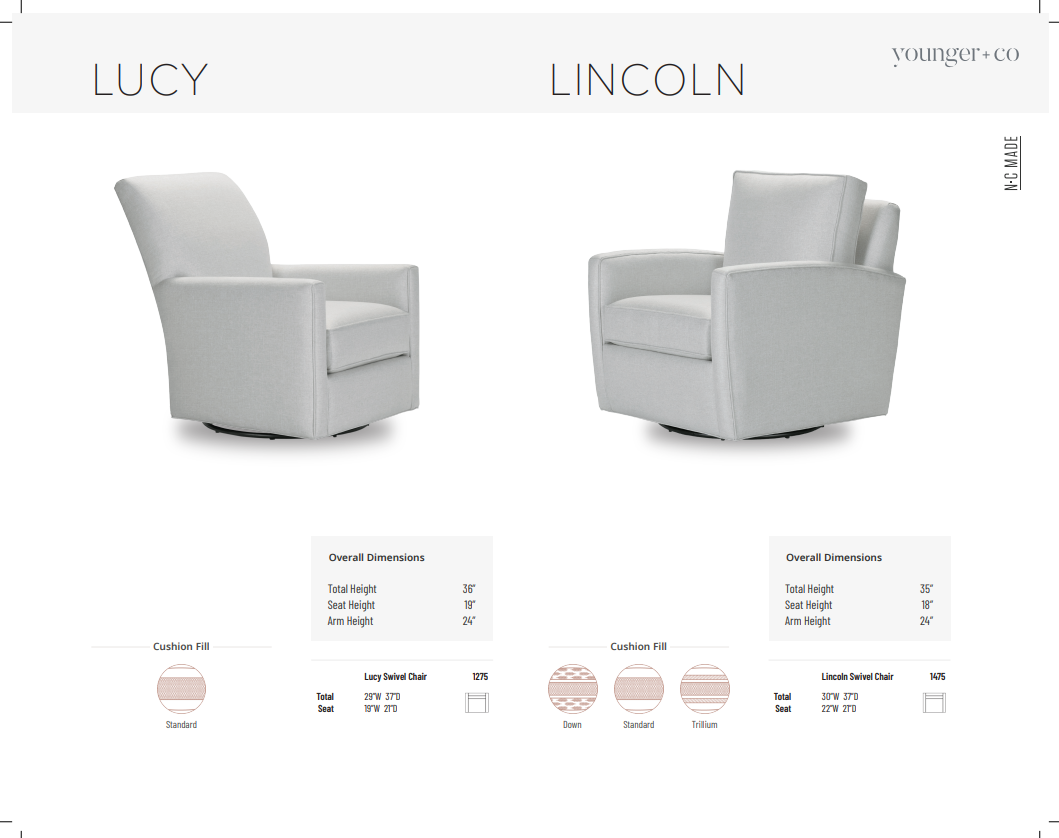 Younger Furniture Lincoln Swivel Glider Chair