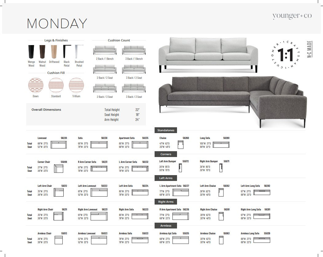Younger Furniture Monday Sofa Collection