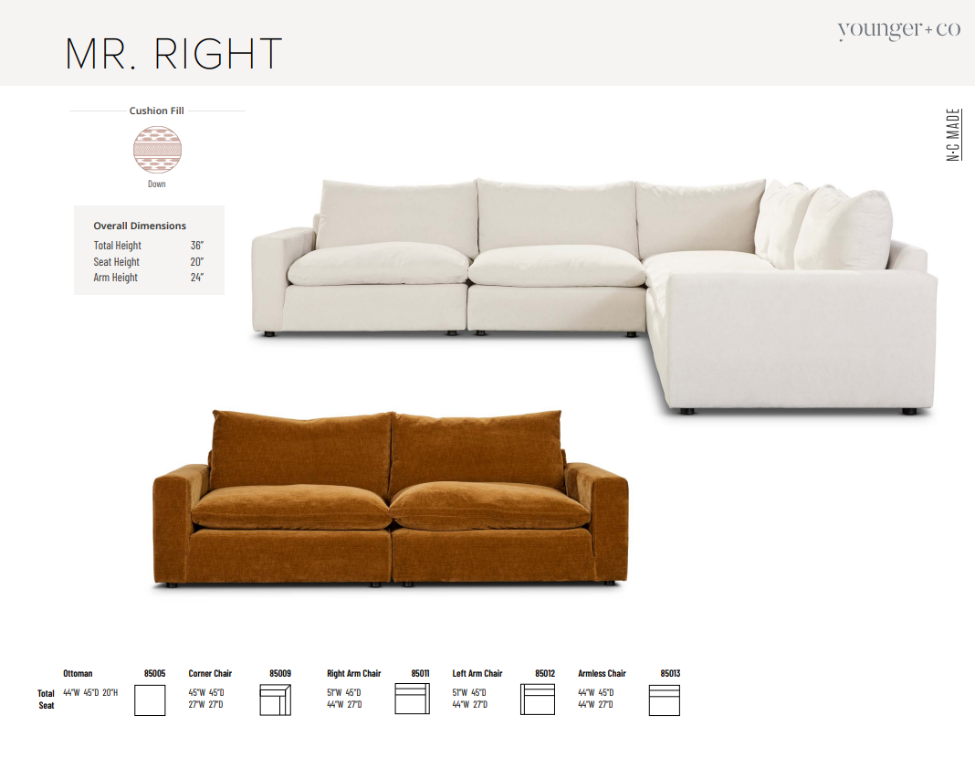 Younger Furniture Mr. Right Sofa Collection