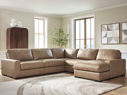 Veronella Modular Corner Sectional with Right Chaise in Sahara Leather